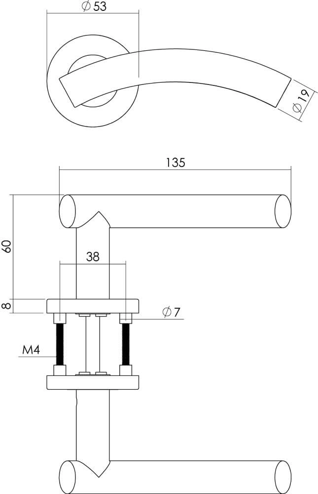 Poignée Gebogen Rosace avec arête en acier inoxydable Intersteel 8714186129838