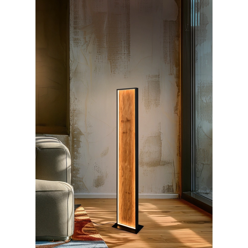 Lampadaire design Kalea noir avec bois Trio 4017807661446