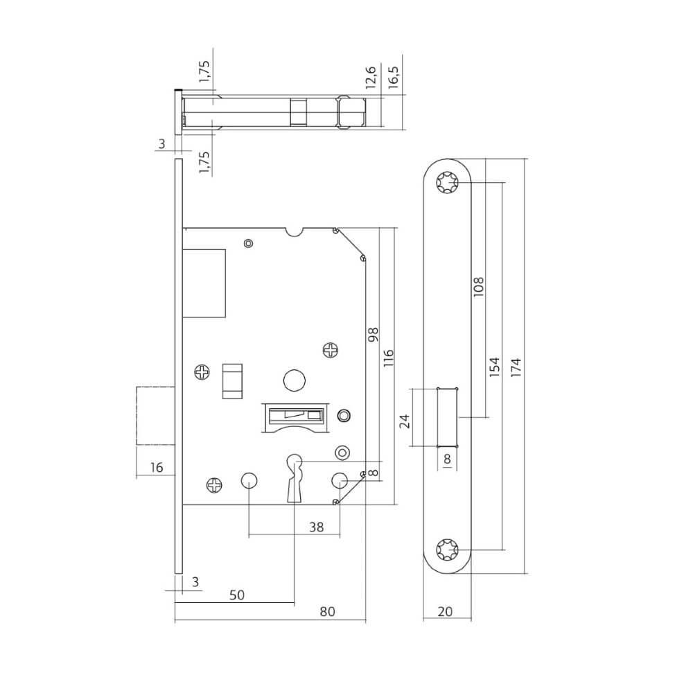 Clavier à boîtier de serrure Domus sans tabouret noir Intersteel 8714186463123