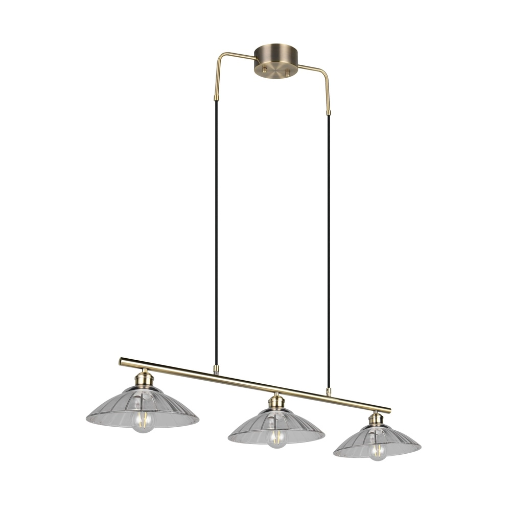 Lampe pendante classique Eluna Vieille laiton à 3 lumières Trio 4017807682526