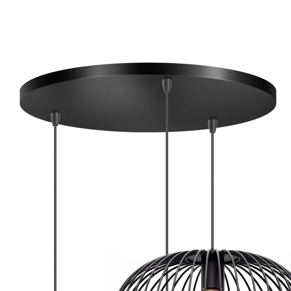 Lampe suspendue en fil de fer Wire 2 3 lumières noir ETH 8720195302001