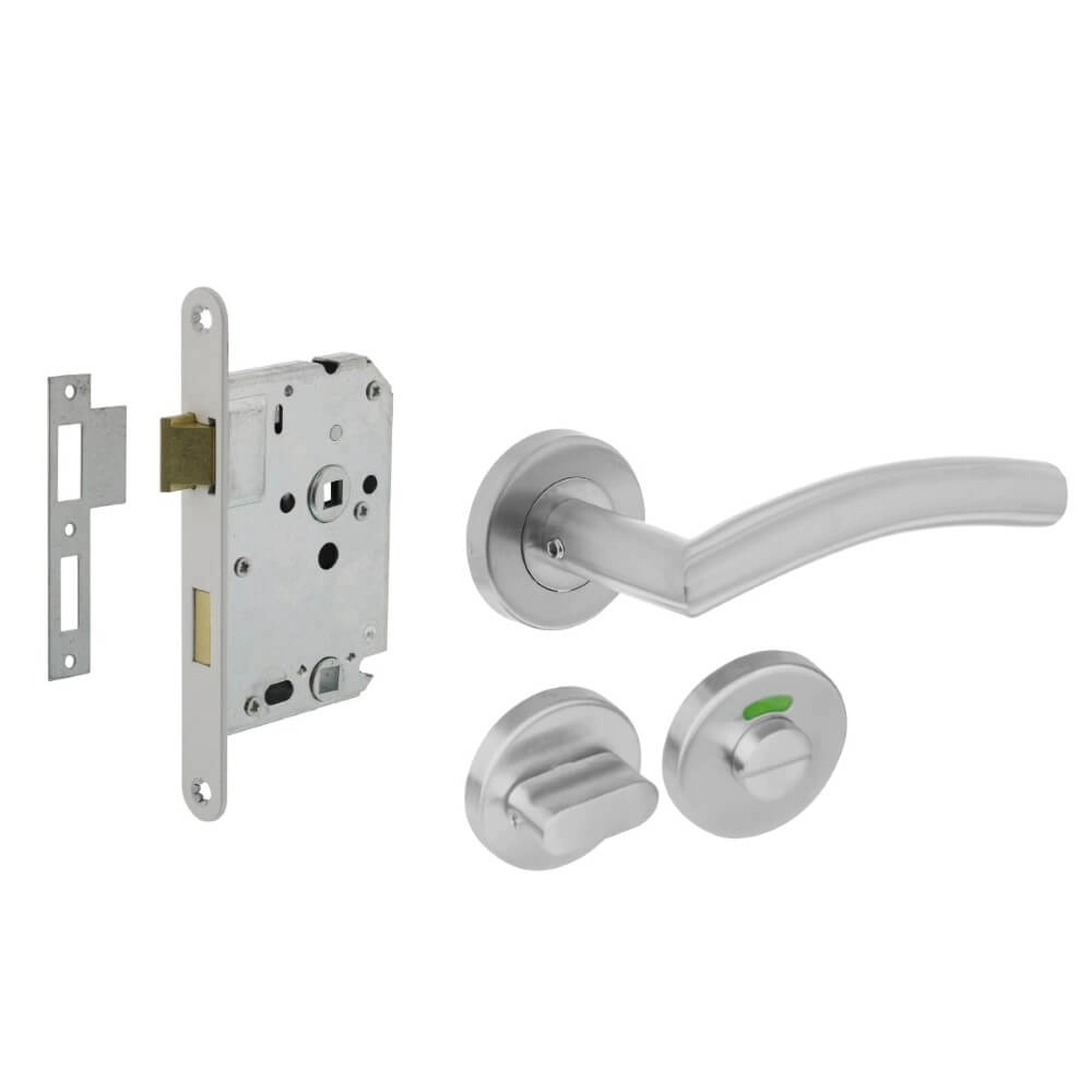 Jeu complet de poignées de porte Lisa Toilette en acier inoxydable Jeu complet de poignées de porte Lisa Toilette en acier inoxydable