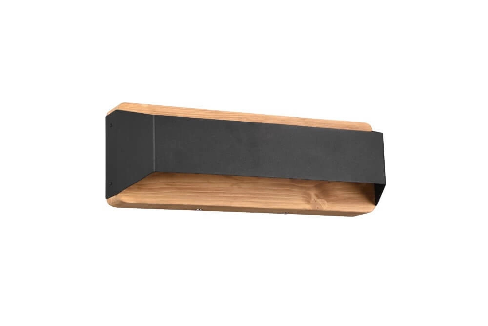 Applique Arino 35cm noir avec bois marron