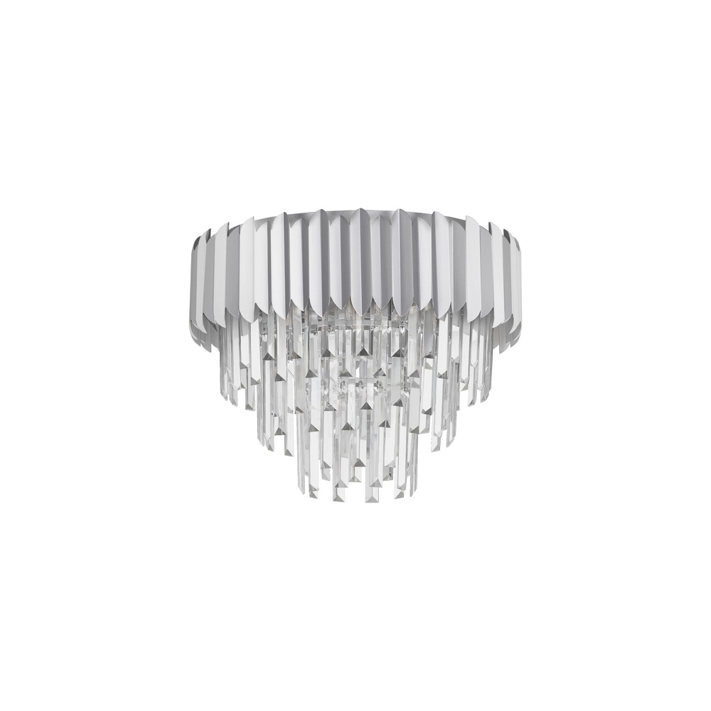 Plafonnier Magnolia chrome et cristal Ø 50cm Lyora 5212017434937