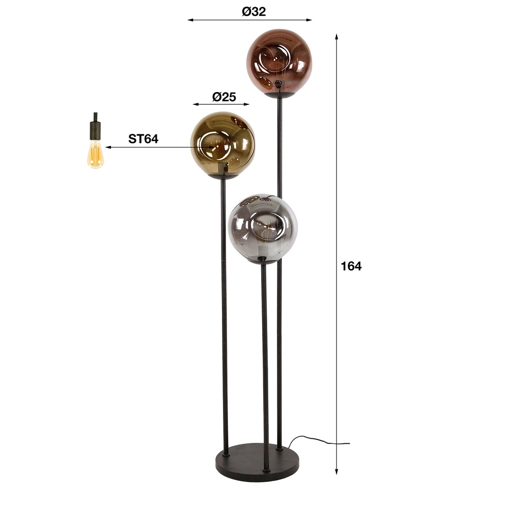 Lampe de pied en verre Stellar 3-lumière Lyora 8716803511606
