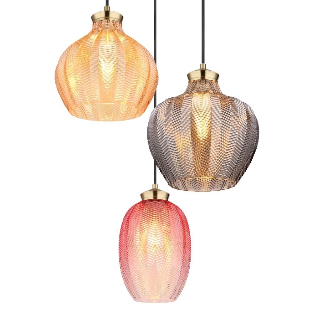 Suspension dorée Jessica avec verre coloré rond Globo 9007371487110