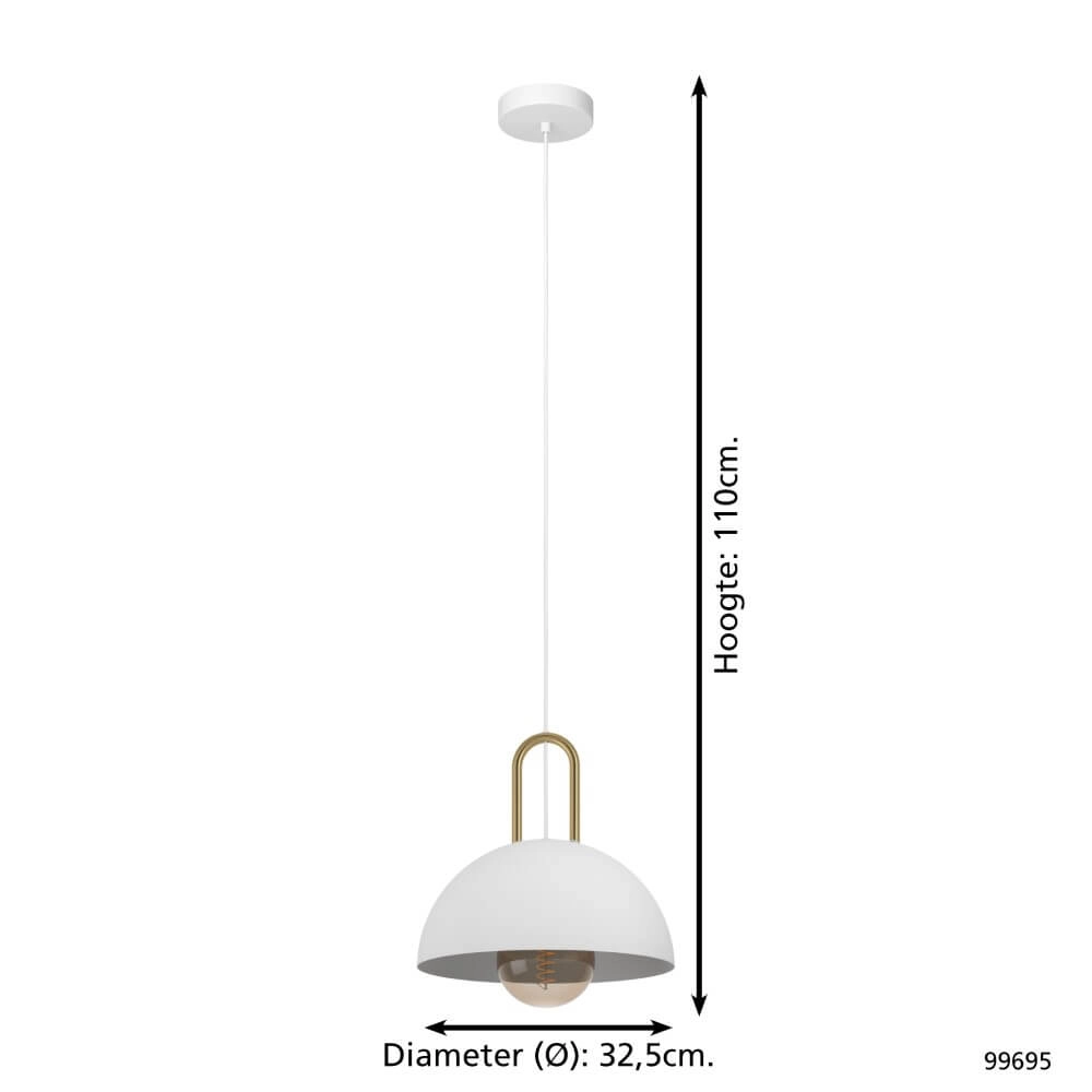 Lampe suspendue Calmanera blanc avec de l'or Eglo 9002759996956