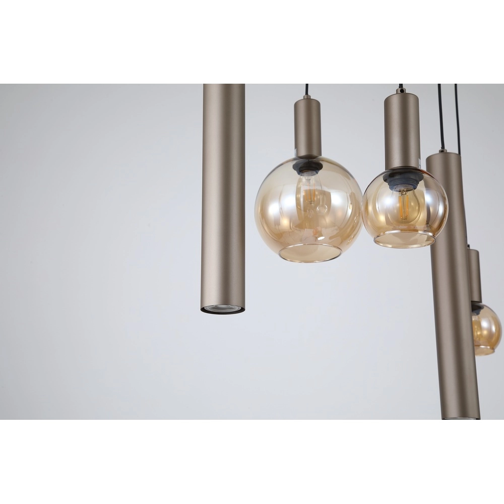 Suspension design Lyon Verre ambré Searchlight 5053423296371