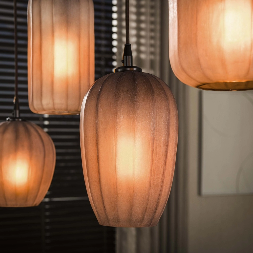 Lampe suspendue à 5 lumières Altura Sienne brun avec verre dépoli Lyora 8716803514867