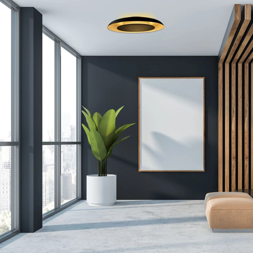 Lampe de plafond moderne Golden Veil noir avec or Steinhauer 8712746186772