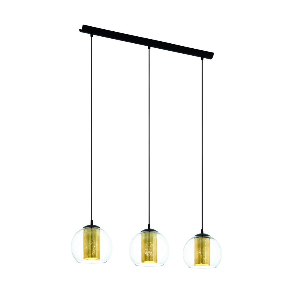 Lampe pendante de conception Bolsano 3 noir clair avec or