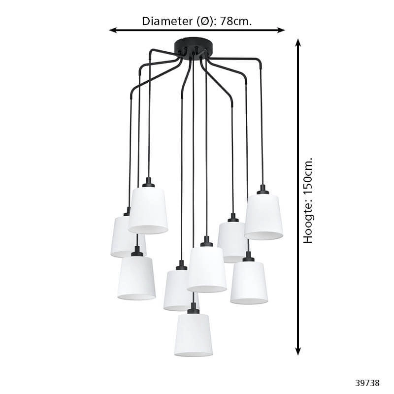 Lampe suspendue noire Bernabetta avec verre blanc Stars of Light 9002759397388