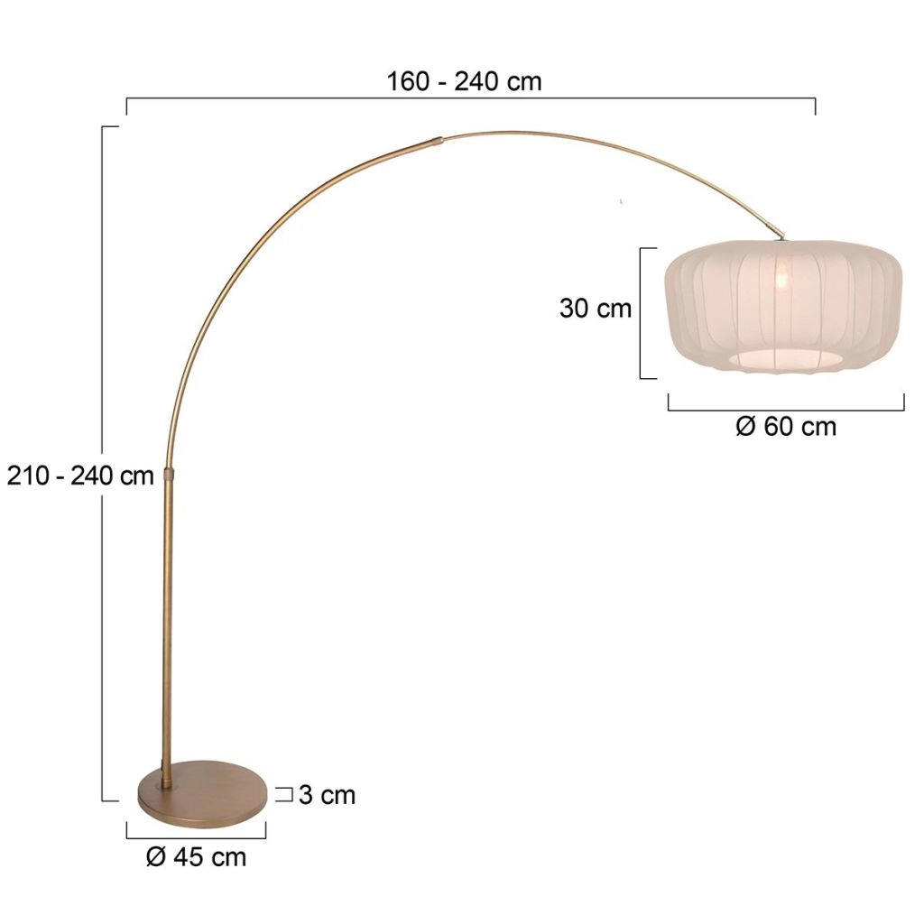 Lampe à arc en bronze Vela Lino avec une teinte crème Ø60cm Steinhauer 8712746185683