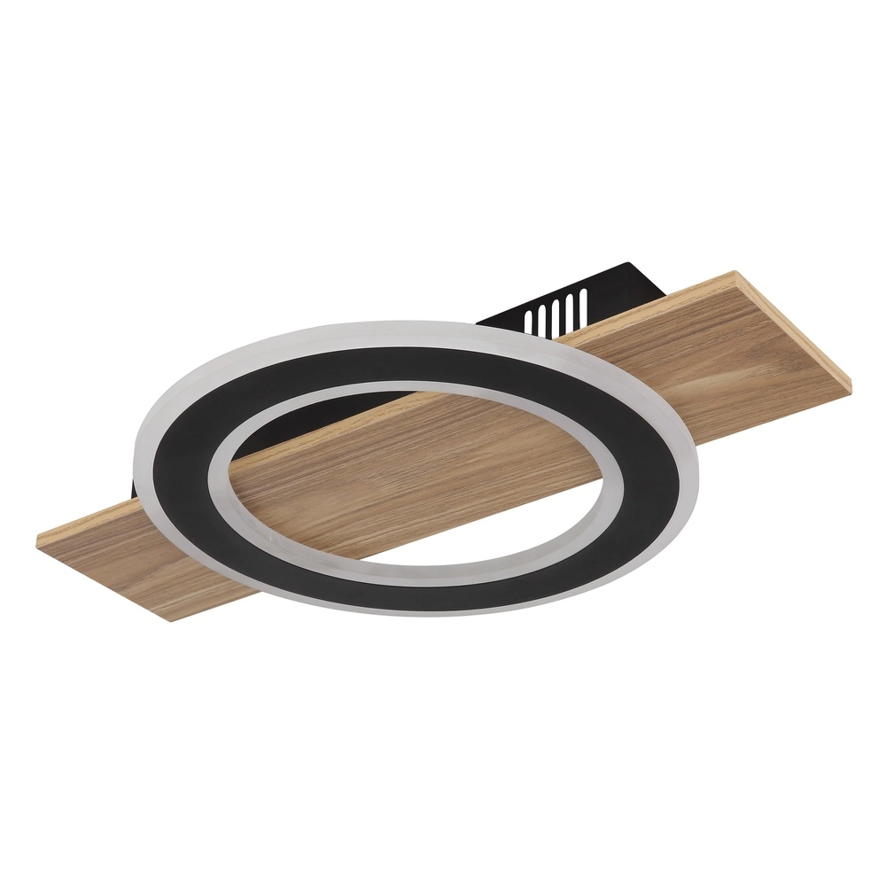 Lampe de plafond à design Jayden noir avec bois Globo 9007371465408