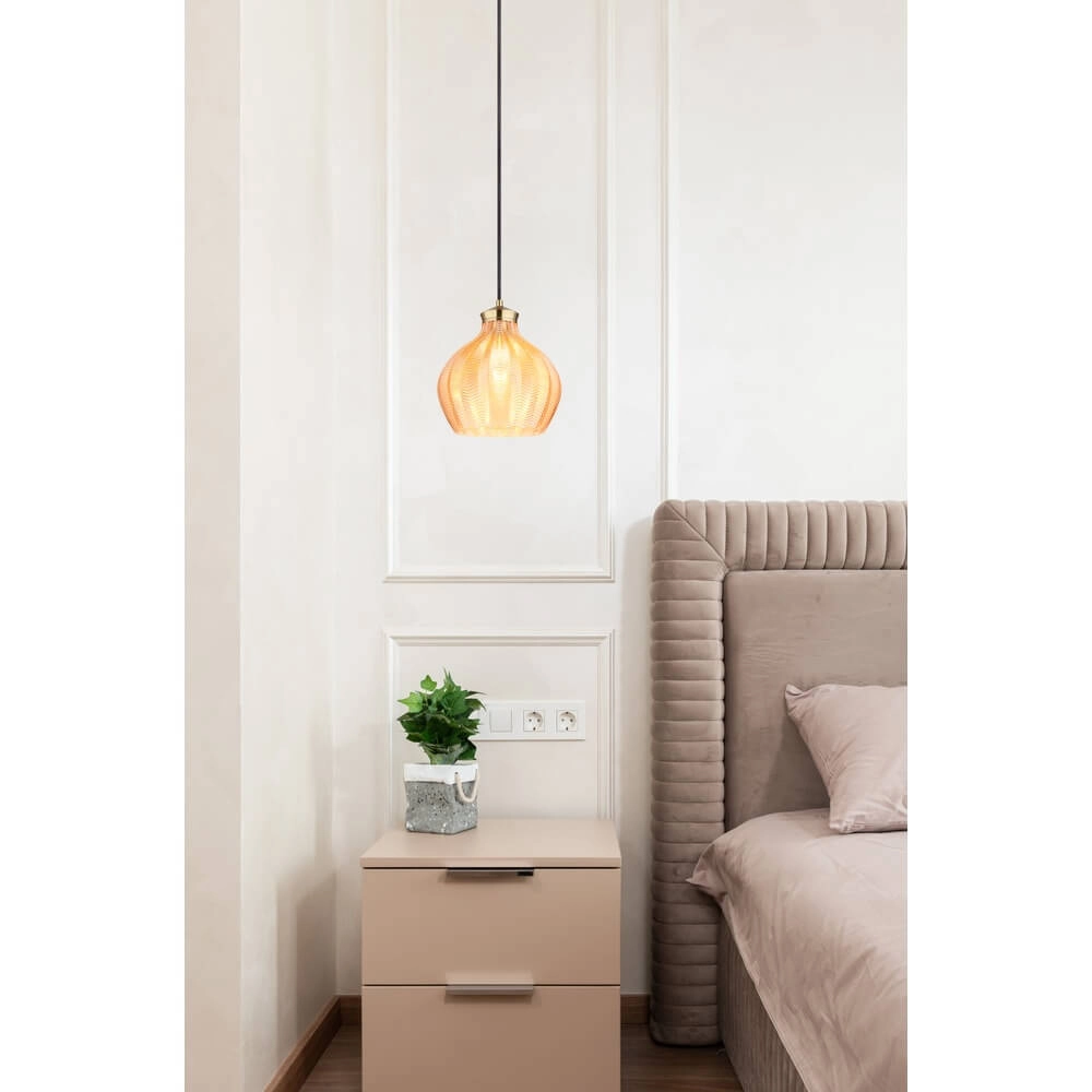 Suspension Jessica avec verre orange Ø 22cm Globo 9007371478118