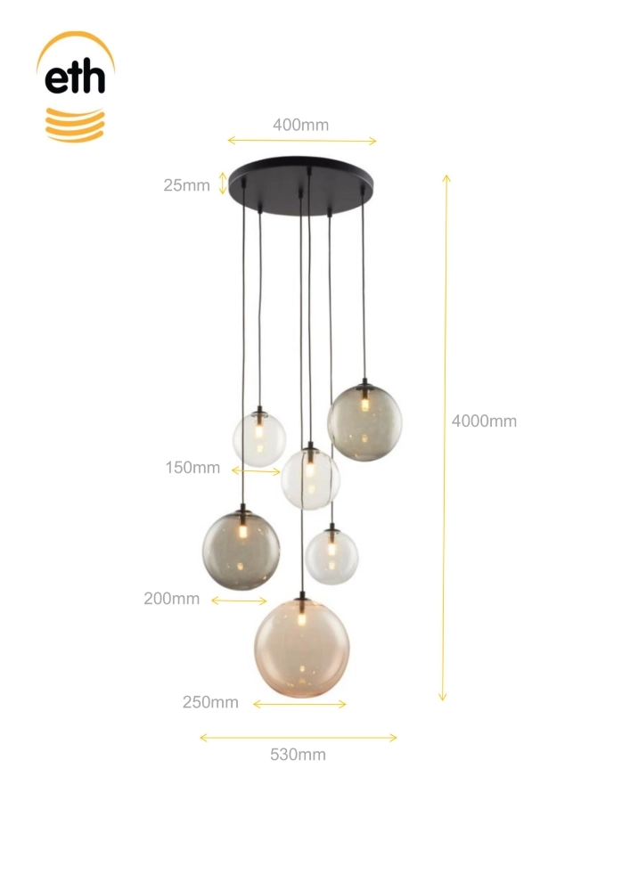 Lampe pendante Vide Shelly 6 lumières ETH 8720195310075