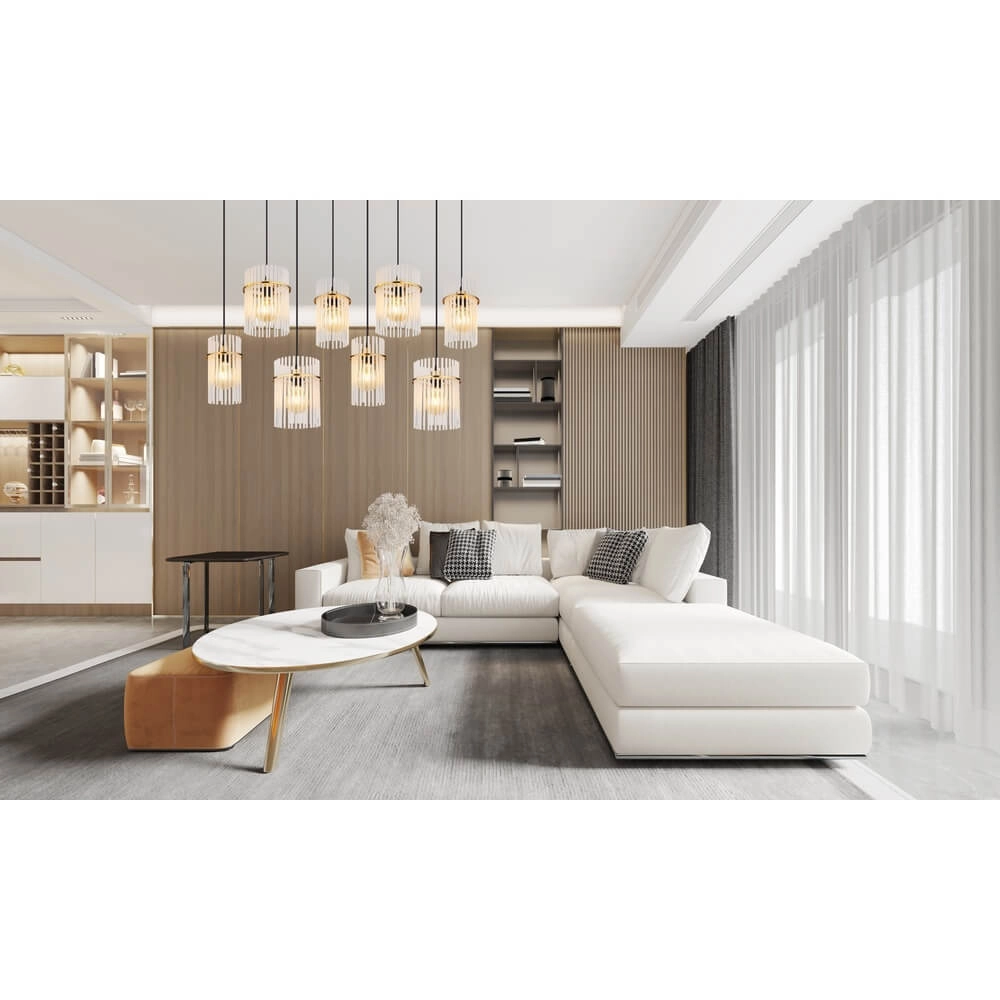 Suspension dorée Gorley avec verre 8 lumières Globo 9007371468959