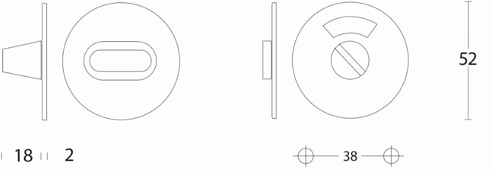 Fermeture des toilettes Tira plat en acier inoxydable Ø 5cm avec fenêtre Intersteel 8714186039922