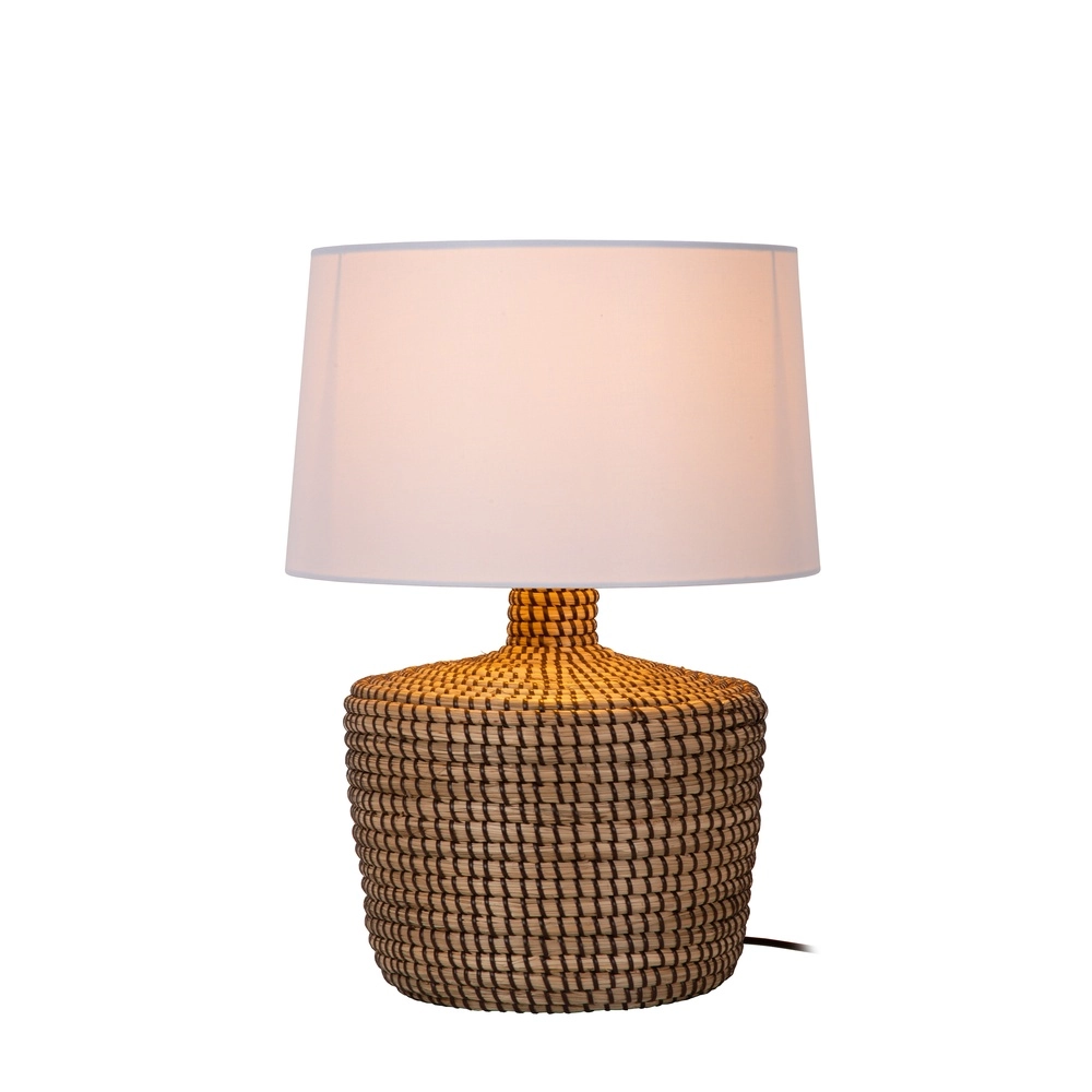 Lampe de table en herbe marine Ambala Ø 35cm - brun avec teinte blanche