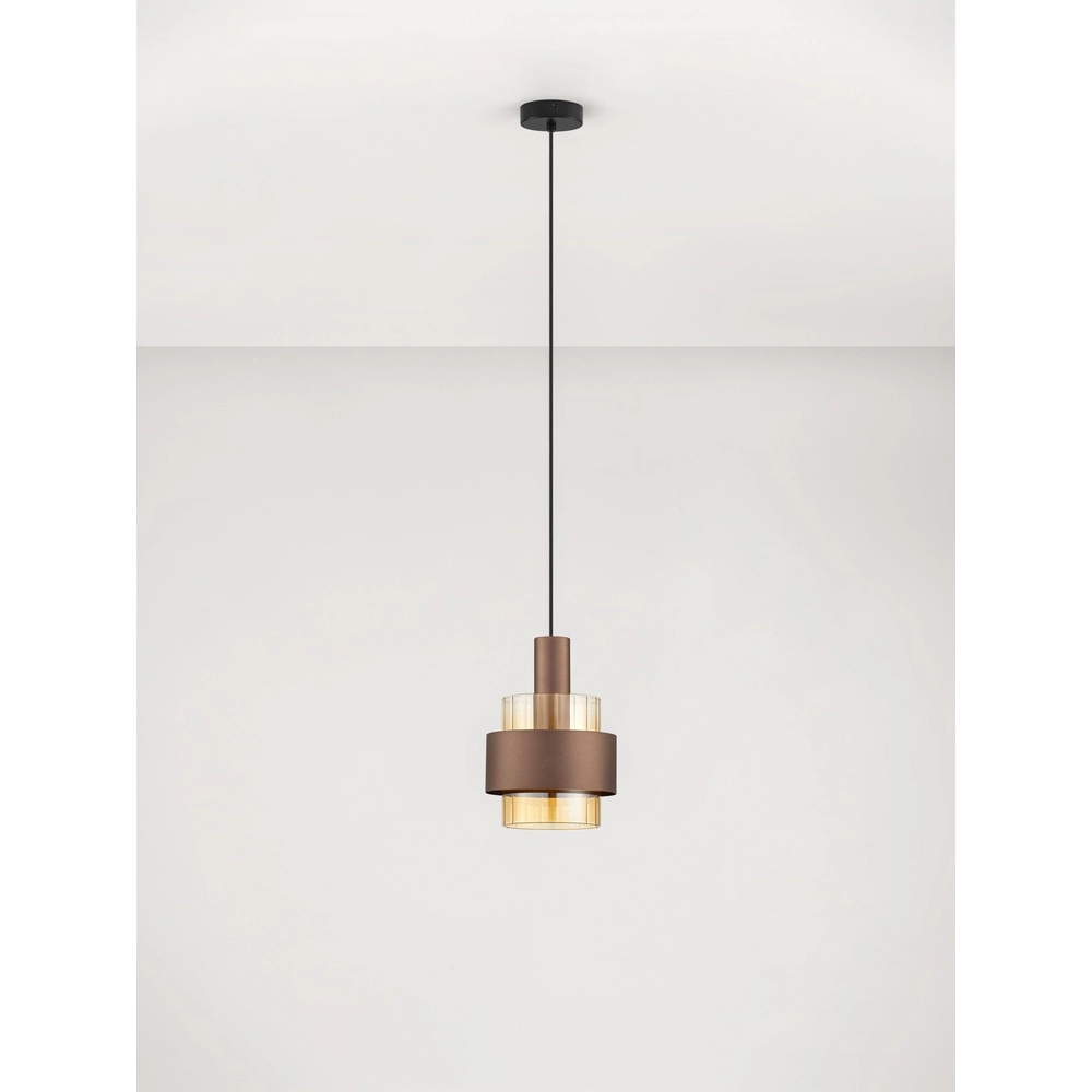 Lampe pendante moderne Serena brun café Ø 18,5cm Lyora 5212063501133