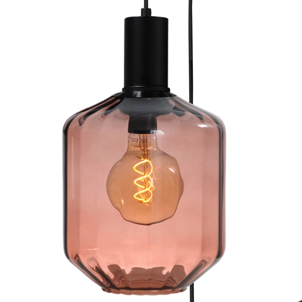 Suspension loft 3 lumières - noire - Porto avec lunettes rouges Jagger - Ø 24cm Masterlight 8718121270821