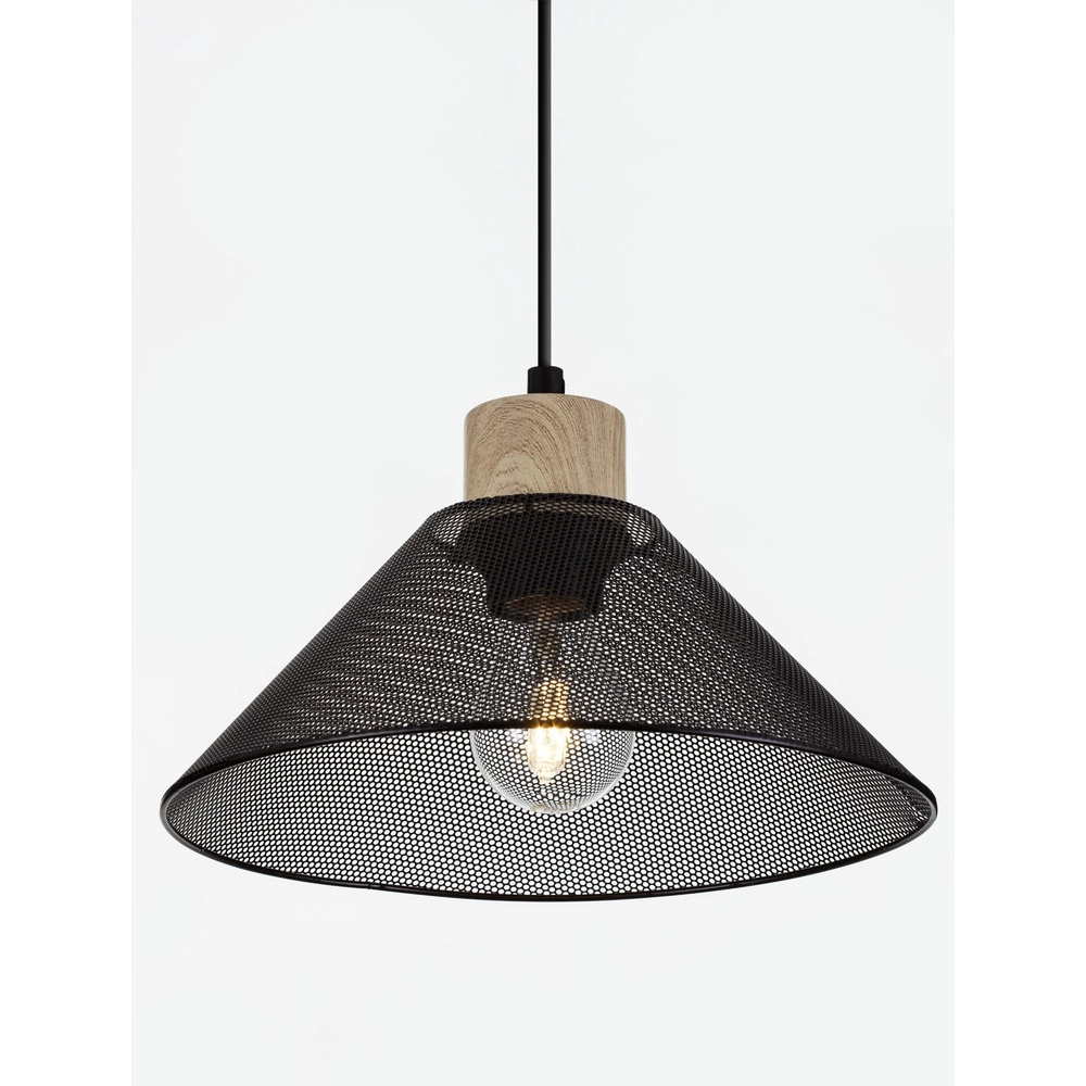 Suspension design Ian noir avec bois Lyora 5212017436245