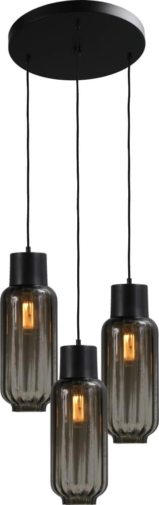 Lampe à suspension Lett ll Verre fumé à 3 lumières