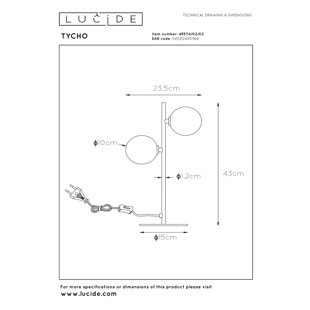 Lampe de table Tycho Or Lucide 5411212450968