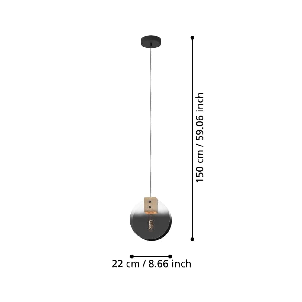 Lampe suspendue Millena bois avec du noir Stars of Light 9008606239436