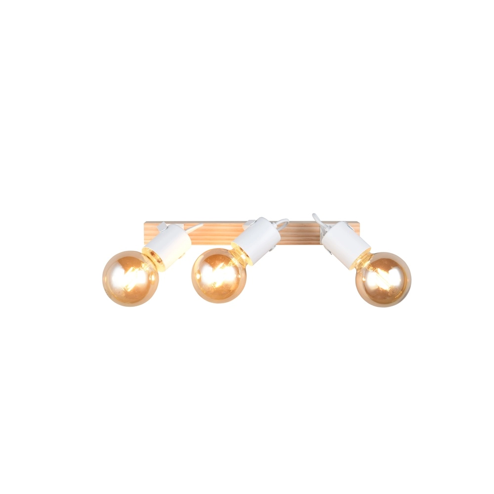 Lampe de plafond à 3 lampes Lynar Blanc avec du bois Trio 4017807672015