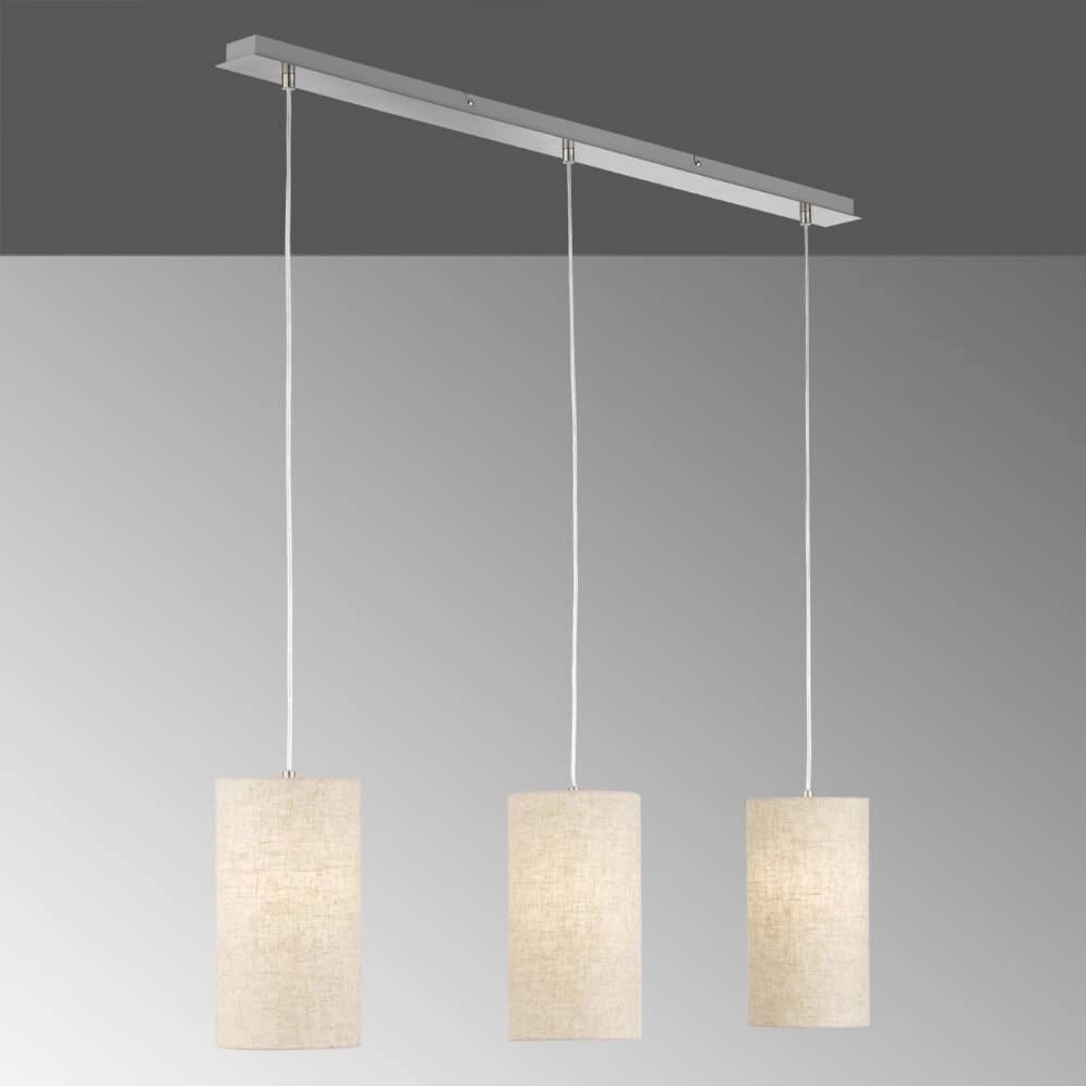 Lampe suspendue 3 lumières Thor avec du lin couleur sable Fischer & Honsel 4003694605847