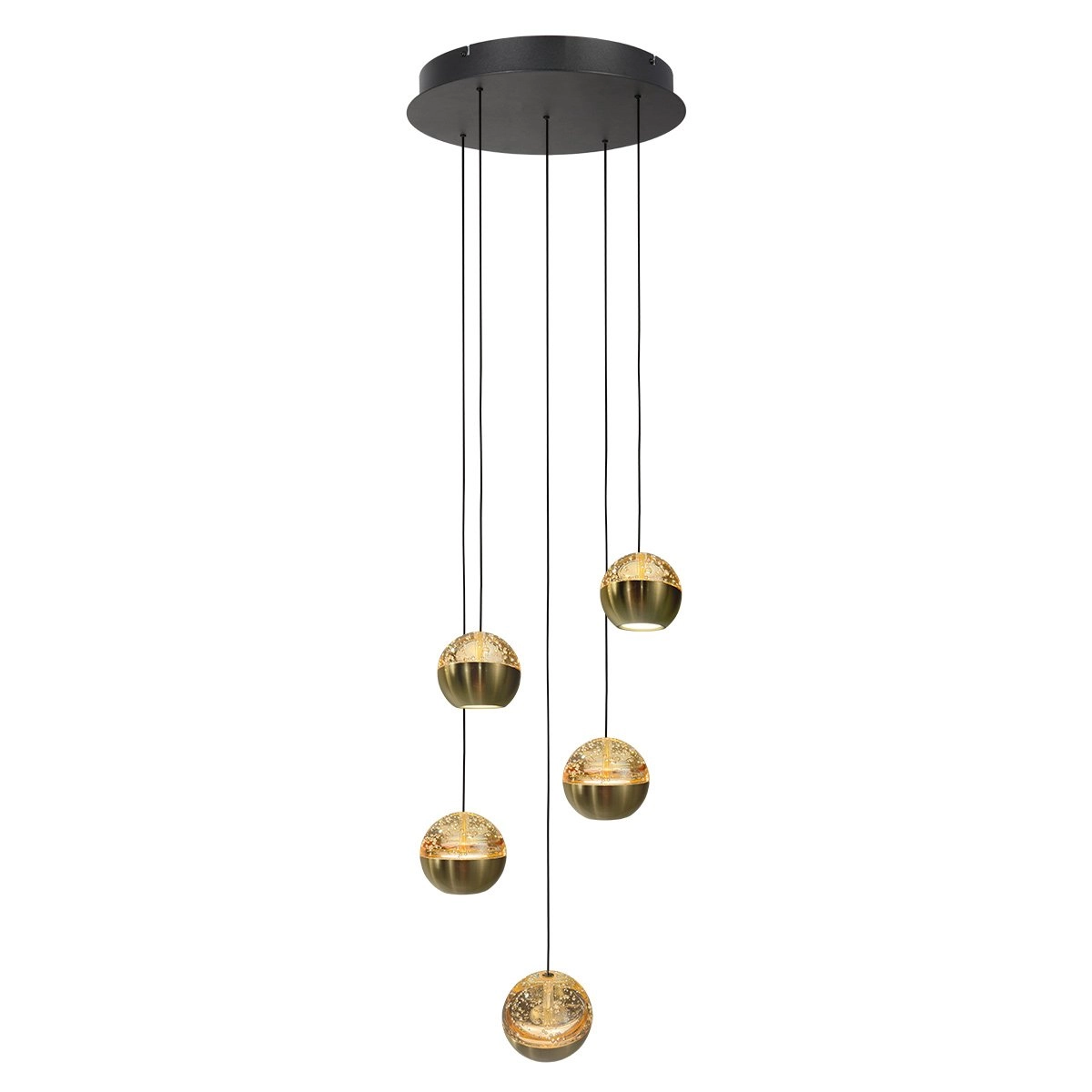 Lampe suspendue vide à 5 lumières Belluno LED - laiton or avec verre Steinhauer 8712746183870