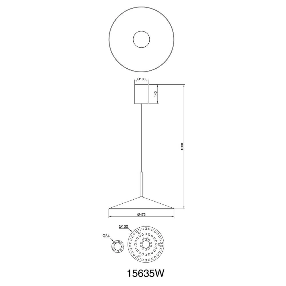 Suspension ronde Lampone motif blanc Ø 47,5cm Globo 9007371453375
