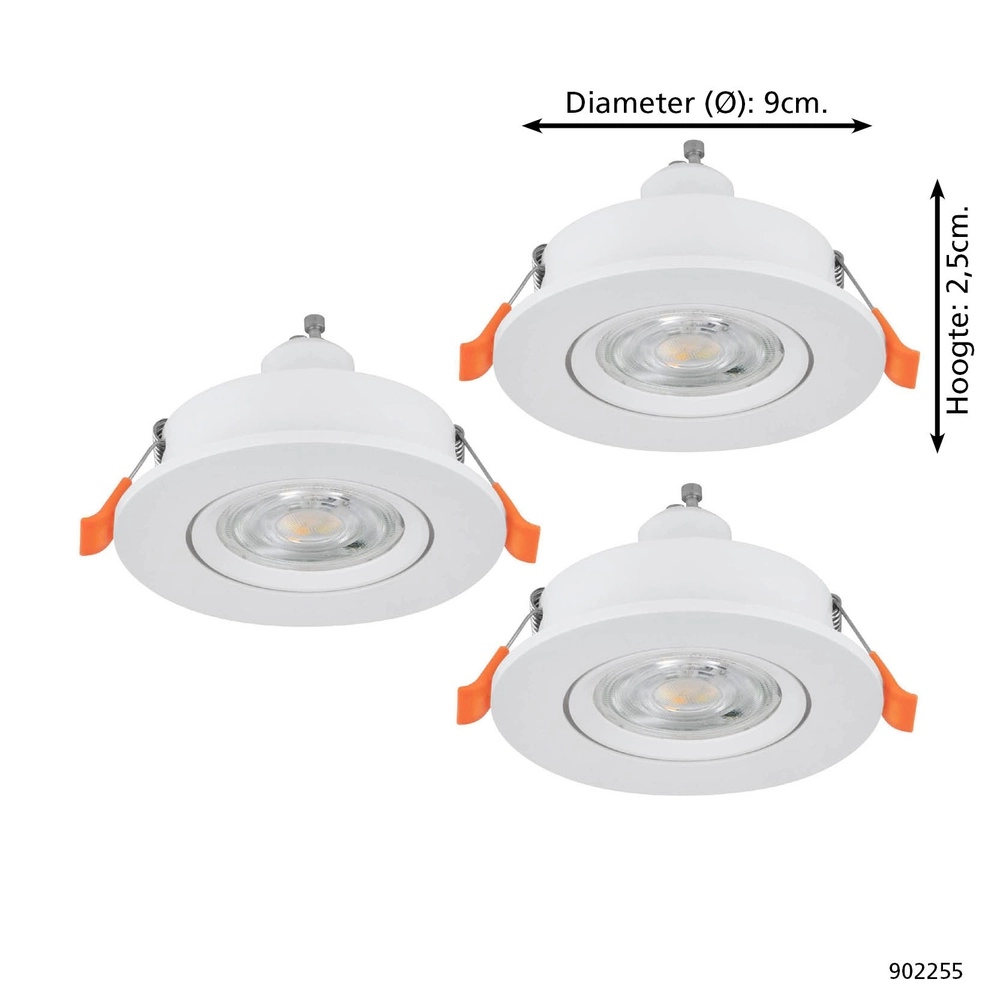 Lot de 3 spots encastrés Barranco blanc Ø 9cm - 4,5W - 4000K Eglo 9008606359363