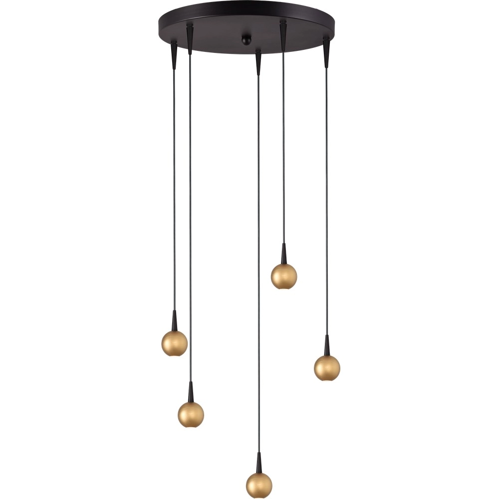 Lampe suspendue à 5 lumières Talana noir avec or Ø 35cm DTW