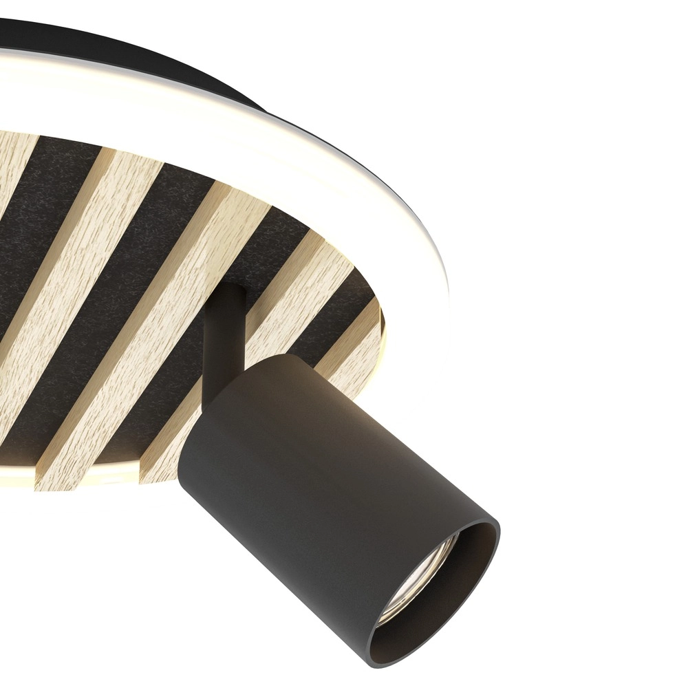 Lampe de plafond moderne Cembrano 3-noir clair avec bois Eglo 9008606388271