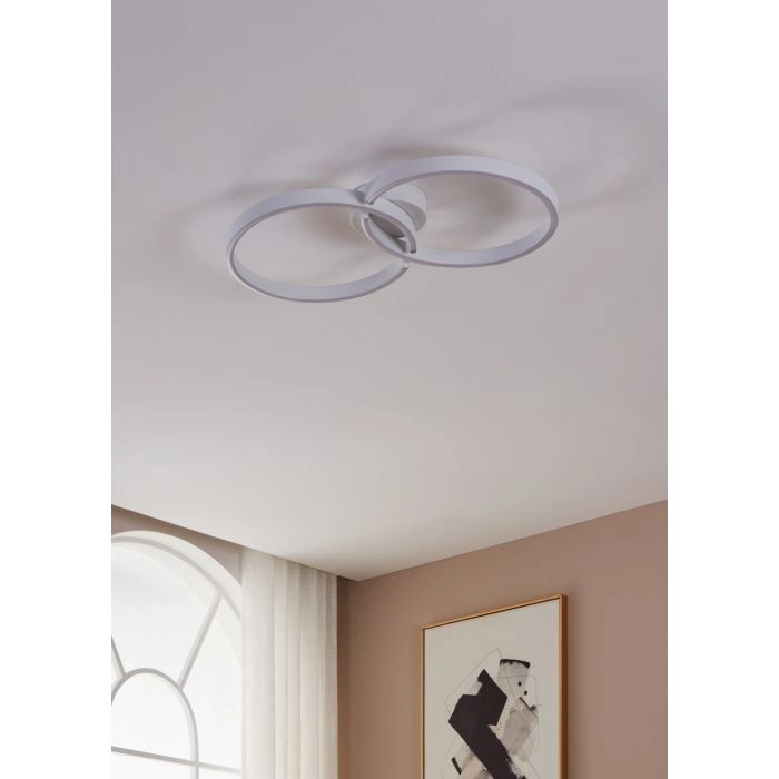 Plafonnier LED blanc Amandolo 2 anneaux Eglo 9008606275069