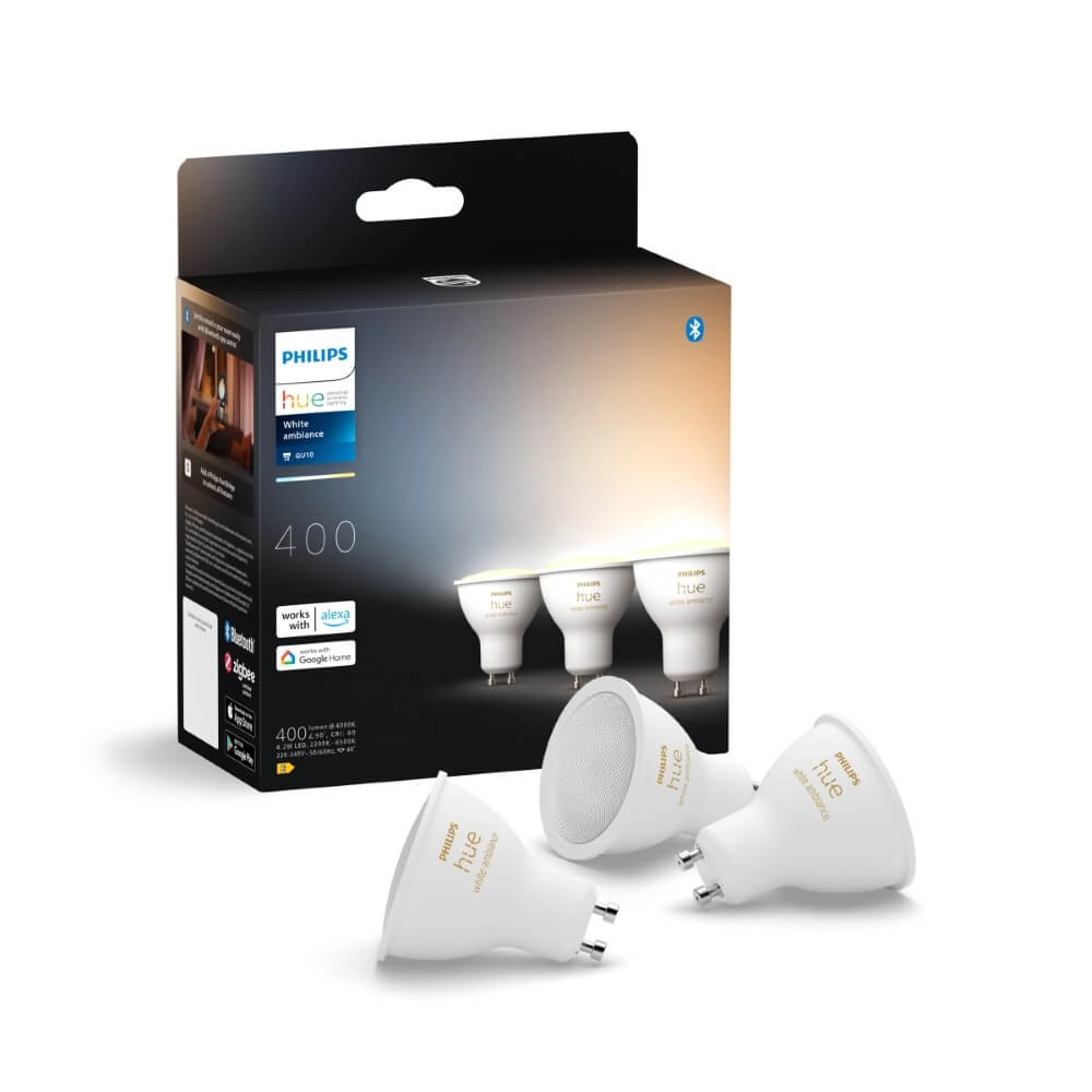 Source lumineuse Hue GU10 - 4,2W - White Ambiance Ensemble de 3 Philips 8720169230095
