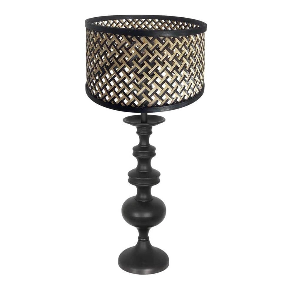 Lampe de table Lyons noir avec abat-jour en bambou