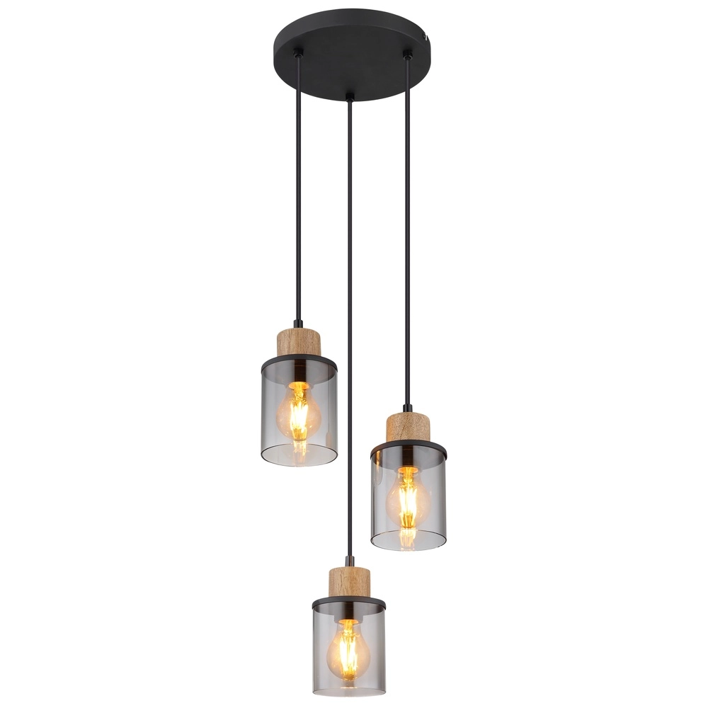 Lampe pendante à 3 lampes Reid Noir rond