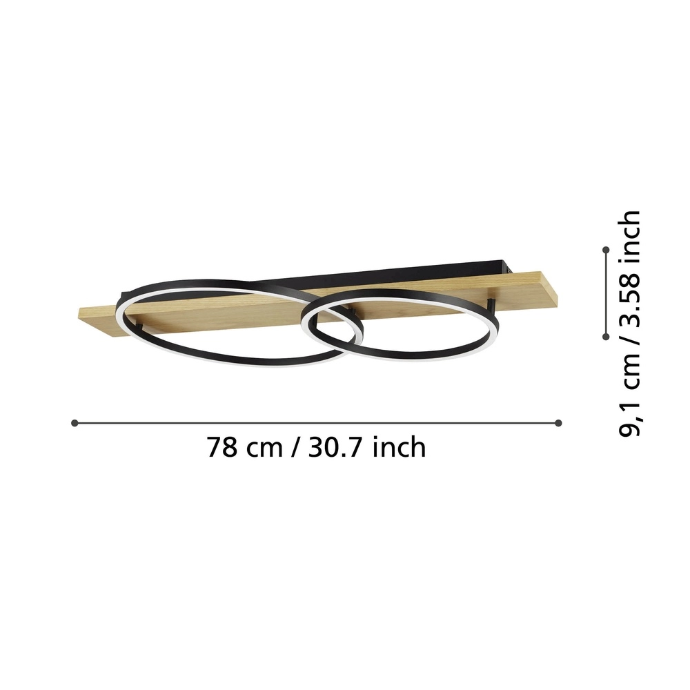 Lampe de plafond Boyal 2L - en plomb - avec aspect bois Eglo 9008606327232