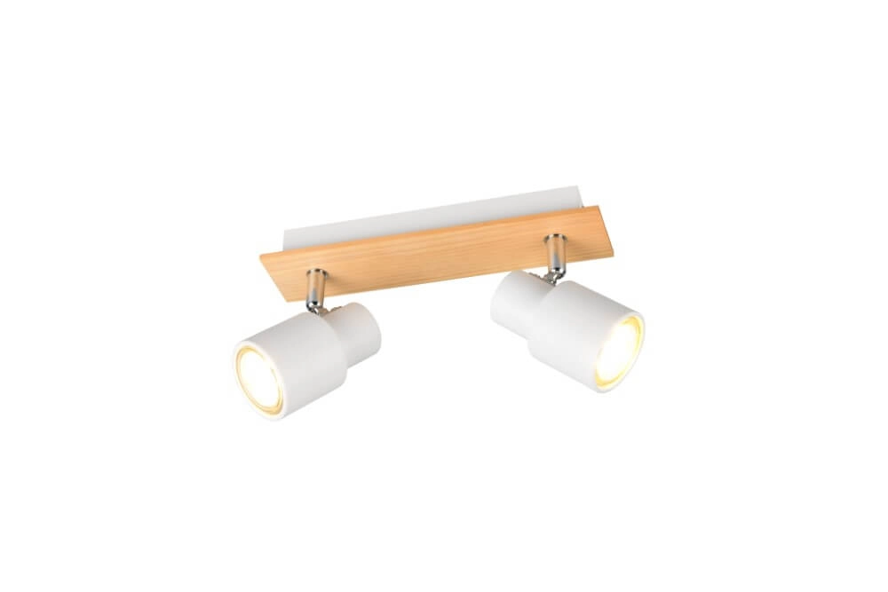 Plafonnier 2 lumières Pierre blanc avec du bois Plafonnier 2 lumières Pierre blanc avec du bois