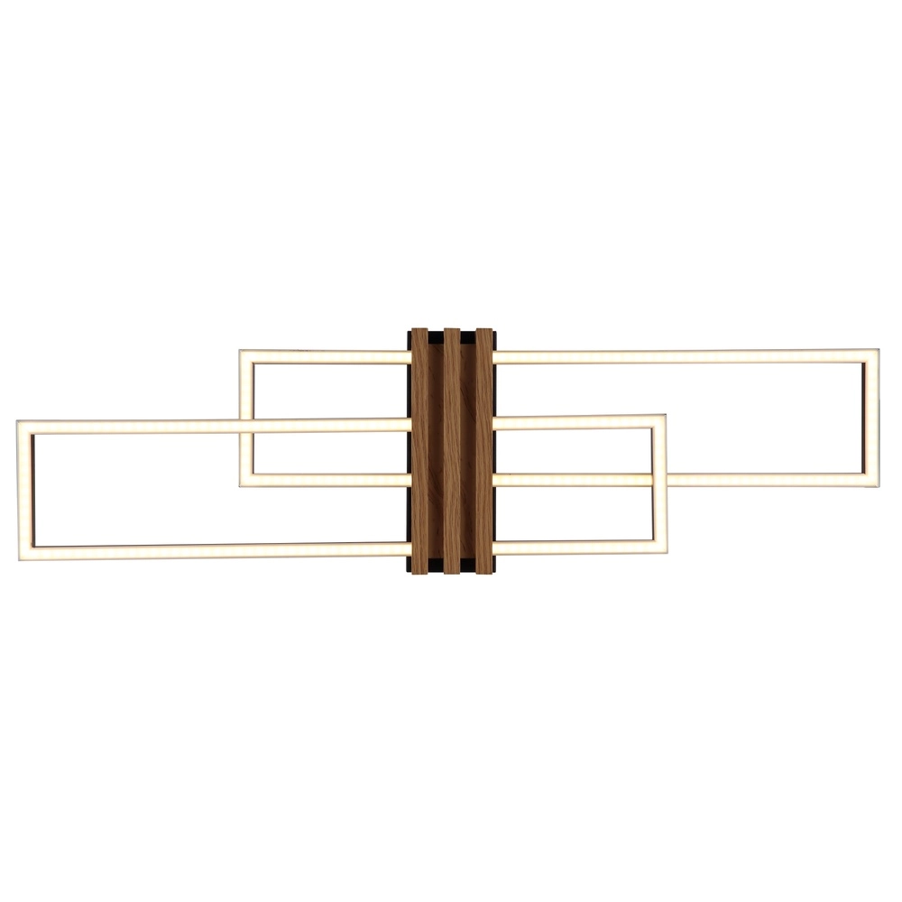 Lampe de plafond moderne Dakari I noir avec bois 80 cm Globo 9007371525782