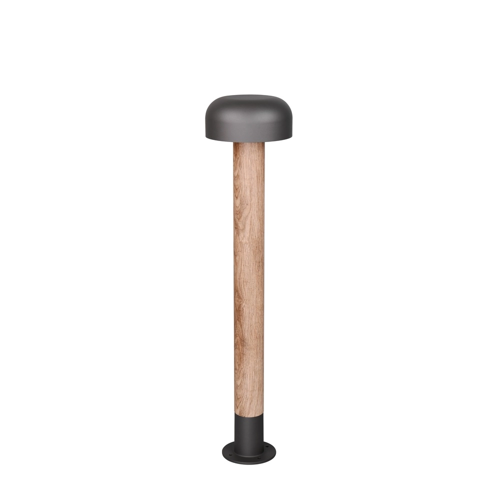 Lampe de jardin Fraser gris avec bois 84,5cm Trio 4017807648591