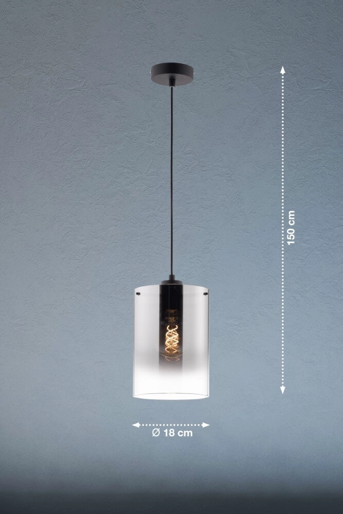 Lampe suspendue Samu verre de fumée Fischer & Honsel 4003694608954