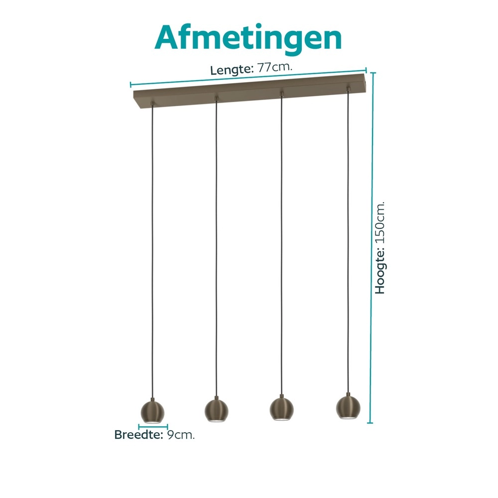 Lampe pendante de conception Bimeda 1 Quatre feux en bronze foncé Eglo 9008606391103