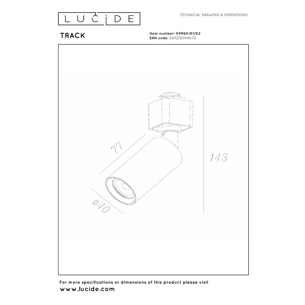 Spot ferroviaire Track Ritmo Or monophasé Lucide 5411212094070