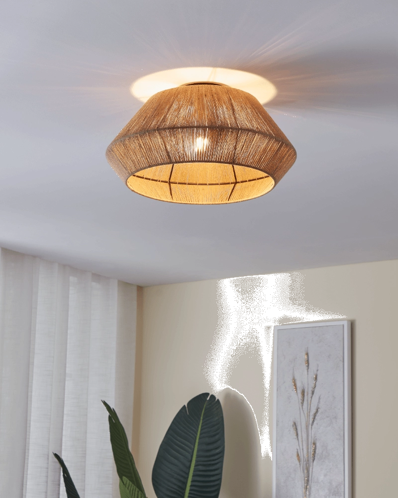 Plafonnier en rotin Alderney Ø48cm Eglo 9002759437848