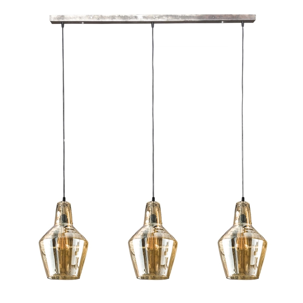Lampe suspendue en verre Glass Verre ambré avec vieil argent Lyora 8716803513174