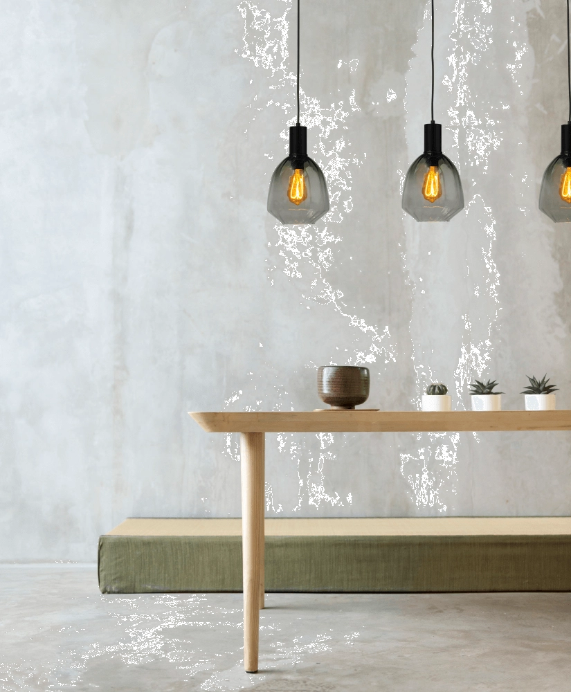 Lampe suspendue 3 lumières - noire - Porto avec des lunettes vertes Nicolette Masterlight 8718121269580